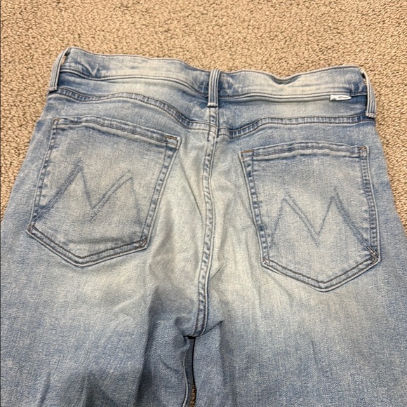 MOTHER Blue Straight Jeans with Vintage Distressed Look - Picture 5 of 5